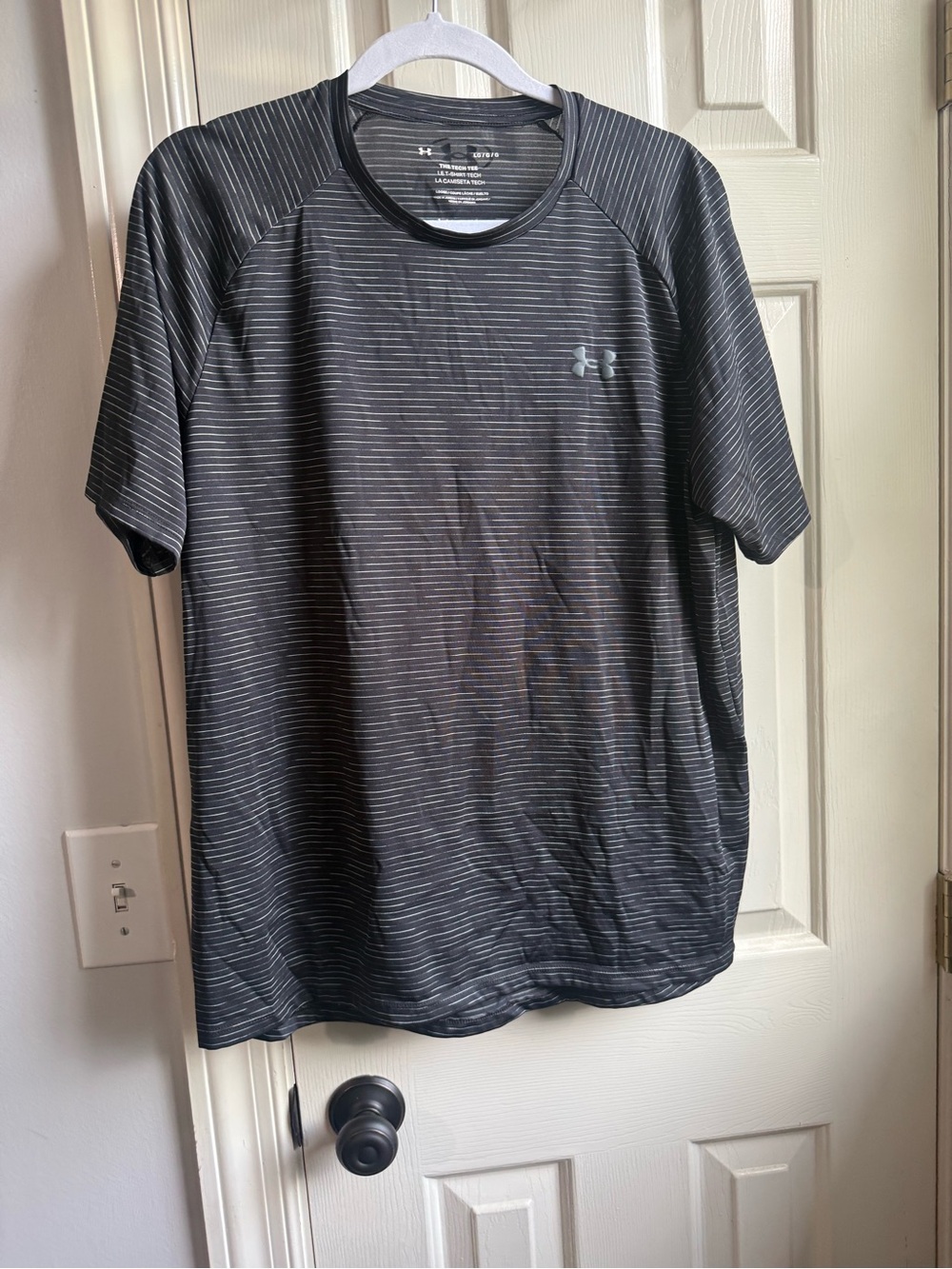 LG Men’s Short Sleeve Performance Tee - Black with Thin Gray Stripes